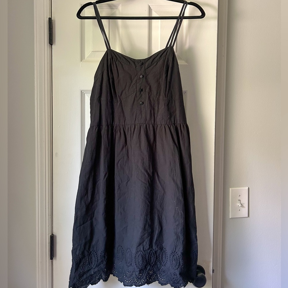 Xhilaration 100% Cotton Strappy Black Eyelet Dress